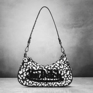 Von Dutch Black & White Cheetah Print Shoulder Bag